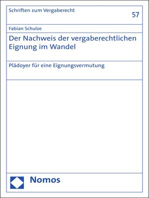 cover image of Der Nachweis der vergaberechtlichen Eignung im Wandel